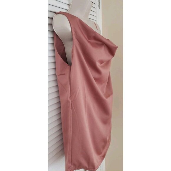 NWT VENTI6 ANTIQUE ROSE SATINE ONE SHOULDER COWL NECK CAMI TOP MEDIUM ITALY - Picture 4 of 7